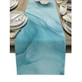 thumbnail image 1 of Table Runner Dresser Scarves 72 Inch Long, Modern Abstract Marble Texture Linen Dining Table Runners Blue Agate Stone Silver Stripe Tabletop Scarf for Wedding Holiday Party Kitchen, 1 of 7