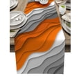 thumbnail image 1 of Table Runner Dresser Scarves 72 Inch Long, Modern Abstract Wave Lines Linen Dining Table Runners Ombre Orange White Grey Tabletop Scarf for Wedding Holiday Party Kitchen, 1 of 7