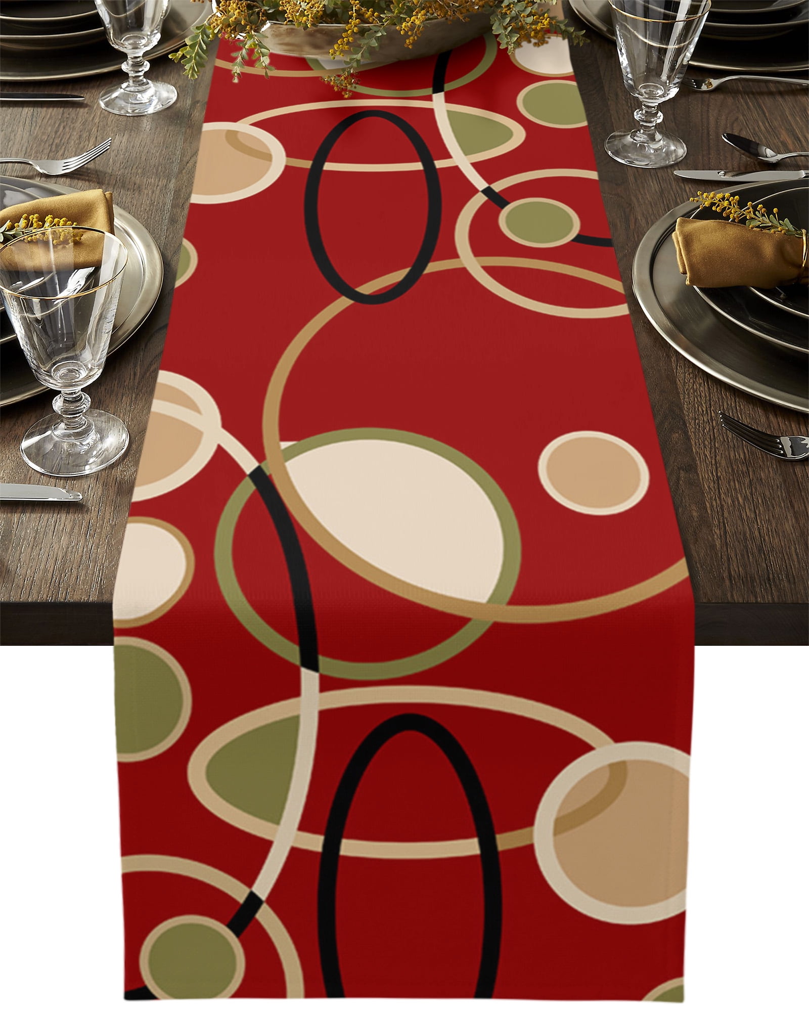 Table Runner Dresser Scarves 72 Inch Long, Modern Minimalist Abstract