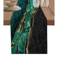 thumbnail image 1 of Table Runner Dresser Scarves 72 Inch Long, Modern Peacock Green Black Texture Linen Dining Table Runners Abstract Marble Stone Texture Tabletop Scarf for Wedding Holiday Party Kitchen, 1 of 7