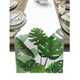 thumbnail image 1 of Table Runner Dresser Scarves 72 Inch Long, Monstera Palm Leaves Tropical Jungle Botanical Plants Linen Dining Table Runners Green White Tabletop Scarf for Wedding Holiday Party Kitchen, 1 of 7
