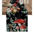 thumbnail image 1 of Table Runner Dresser Scarves 72 Inch Long, Natural Wild Mushroom Plant Linen Dining Table Runners Eucalyptus Leaves Star on Black Tabletop Scarf for Wedding Holiday Party Kitchen, 1 of 7