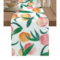 thumbnail image 1 of Table Runner Dresser Scarves 72 Inch Long, Pink Orange Peach Watercolor Fruit Linen Dining Table Runners Green Leaf Foliage on White Tabletop Scarf for Wedding Holiday Party Kitchen, 1 of 7