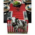 thumbnail image 1 of Table Runner Dresser Scarves 72 Inch Long, Rustic Farm Cows Red Barns Star Pattern Linen Dining Table Runners Nature Plant Flower Tabletop Scarf for Wedding Holiday Party Kitchen, 1 of 7