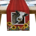 thumbnail image 1 of Table Runner Dresser Scarves 72 Inch Long, Rustic Red Wood Barn with Cow Sunflowers Linen Dining Table Runners Farm Animal Floral Art Tabletop Scarf for Wedding Holiday Party Kitchen, 1 of 7