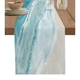 thumbnail image 1 of Table Runner Dresser Scarves 72 Inch Long, Seaside Gradient Blue Wave Linen Dining Table Runners Beach Natural Scene Tabletop Scarf for Wedding Holiday Party Kitchen, 1 of 7