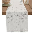thumbnail image 1 of Table Runner Dresser Scarves 72 Inch Long, Sketch Flower on Burlap Linen Linen Dining Table Runners Blossoming Floral with Leaves Tabletop Scarf for Wedding Holiday Party Kitchen, 1 of 7