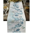 thumbnail image 1 of Table Runner Dresser Scarves 72 Inch Long, Spring Garden Blue Flower with Butterfly Linen Dining Table Runners Watercolor Floral and Marble Stone Tabletop Scarf for Wedding Holiday Party Kitchen, 1 of 9