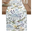 thumbnail image 1 of Table Runner Dresser Scarves 72 Inch Long, Spring Watercolor Garden Art Floral Plants Linen Dining Table Runners Botanical Leaves Foliage on White Tabletop Scarf for Wedding Holiday Party Kitchen, 1 of 7