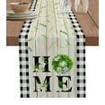 thumbnail image 1 of Table Runner Dresser Scarves 72 Inch Long, Spring White Flowers Leaf and Wreath Linen Dining Table Runners Farm Rustic Wood and Checker Tabletop Scarf for Wedding Holiday Party Kitchen, 1 of 7
