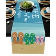 thumbnail image 1 of Table Runner Dresser Scarves 72 Inch Long, Summer Flip Flops on Sandbeach Linen Dining Table Runners Starfish Conch on Seaside Tabletop Scarf for Wedding Holiday Party Kitchen, 1 of 7