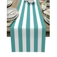 thumbnail image 1 of Table Runner Dresser Scarves 72 Inch Long, Summer Sea Aqua and White Stripe Linen Dining Table Runners Rustic Striped Texture Tabletop Scarf for Wedding Holiday Party Kitchen, 1 of 7
