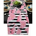thumbnail image 1 of Table Runner Dresser Scarves 72 Inch Long, Summer Tropical Flamingo Pink Flower Linen Dining Table Runners Black White Striped Tabletop Scarf for Wedding Holiday Party Kitchen, 1 of 7