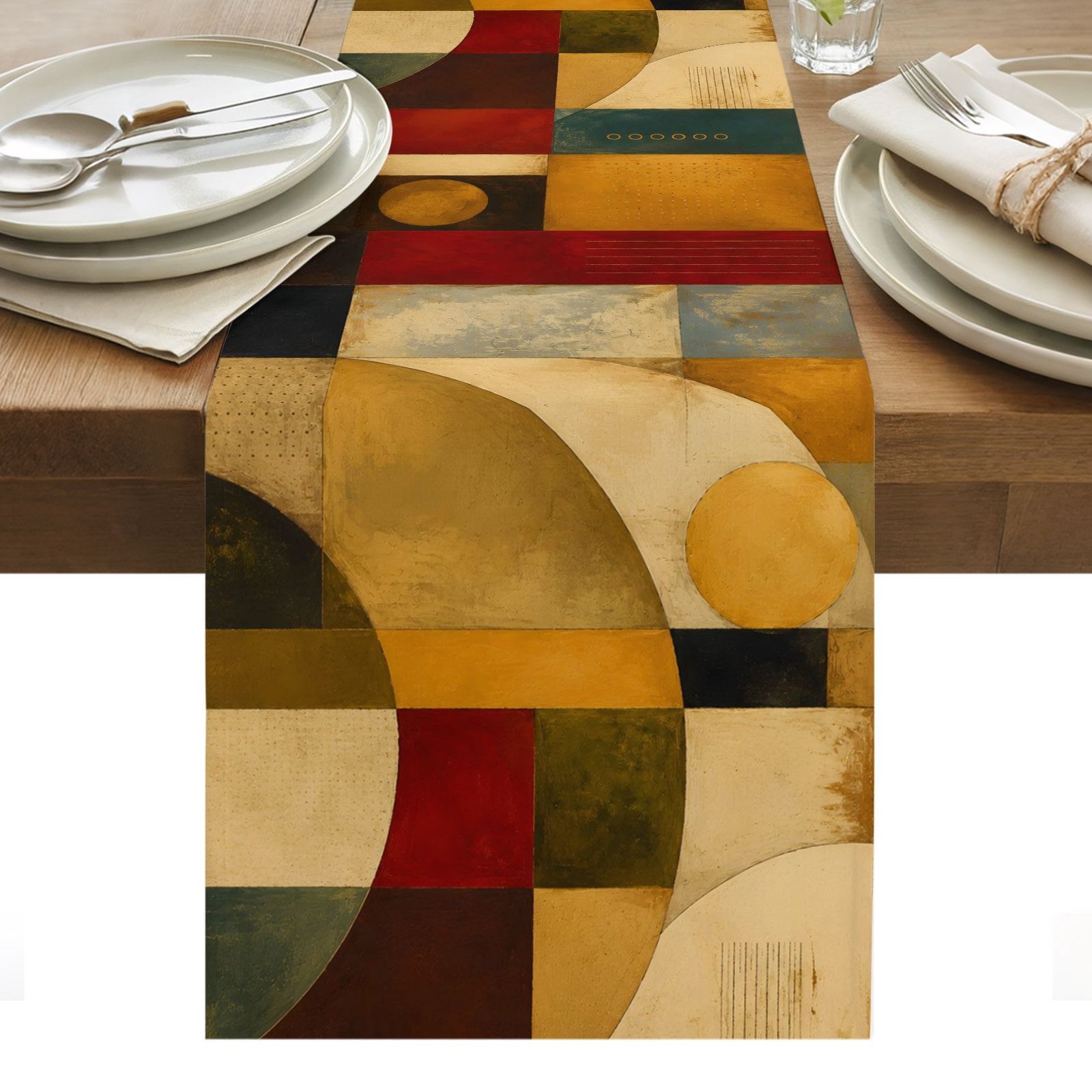 Table Runner Dresser Scarves 72 Inch Long,Vintage Boho Color Block ...