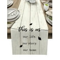 thumbnail image 1 of Table Runner Dresser Scarves 72 Inch Long, Vintage Farmhouse Wooden Board Linen Dining Table Runners This is Us Our life Our Story Our Home Tabletop Scarf for Wedding Holiday Party Kitchen, 1 of 7