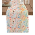 thumbnail image 1 of Table Runner Dresser Scarves 72 Inch Long, Watercolor Flowers and Leaves Linen Dining Table Runners Floral Plant on Pink and Yellow Tabletop Scarf for Wedding Holiday Party Kitchen, 1 of 7