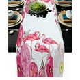 thumbnail image 1 of Table Runner Dresser Scarves 72 Inch Long, Watercolor Pink Flamingo Blooming Floral Linen Dining Table Runners Tropical Summer Theme Tabletop Scarf for Wedding Holiday Party Kitchen, 1 of 7