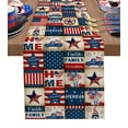 thumbnail image 1 of Table Runner Dresser Scarves 90 Inch Long, American Flag Day Retro Splicing Plaid Linen Dining Table Runners Dwarf Stars USA Flag and Flower Tabletop Scarf for Wedding Holiday Party Kitchen, 1 of 7