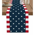 thumbnail image 1 of Table Runner Dresser Scarves 90 Inch Long, American Patriotic National Flag Linen Dining Table Runners Stars Blue Red and White Stripes Tabletop Scarf for Wedding Holiday Party Kitchen, 1 of 7