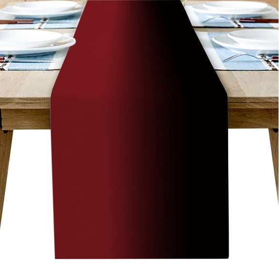 Table Runner Dresser Scarves 90 Inch Long, Black and Red Ombre Linen Dining Table Runners Abstract Gradient Art Tabletop Scarf for Wedding Holiday Party Kitchen