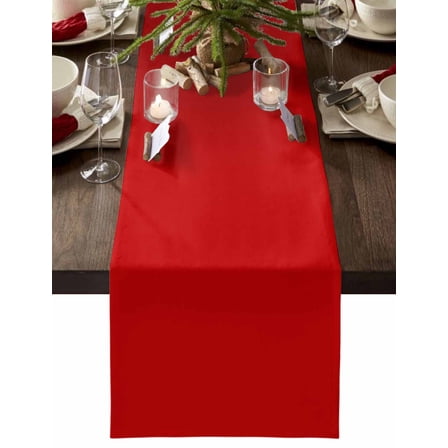Table Runner Dresser Scarves 90 Inch Long,Christmas Red Linen Dining Table Runners