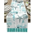 thumbnail image 1 of Table Runner Dresser Scarves 90 Inch Long, Coastal Starfish Seahorse Anchor Lighthouse Linen Dining Table Runners Teal Vintage Nautical Tabletop Scarf for Wedding Holiday Party Kitchen, 1 of 7