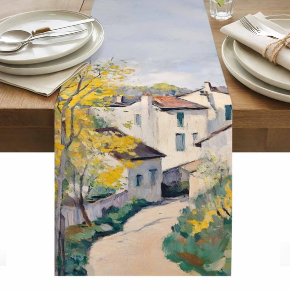 Table Runner Dresser Scarves 90 Inch Long,Country Road Mediterranean Villas Linen Dining Table Runners