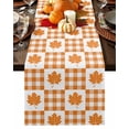 thumbnail image 1 of Table Runner Dresser Scarves 90 Inch Long,Fall Maple Leaf Orange Buffalo Plaid Linen Dining Table Runners, 1 of 9