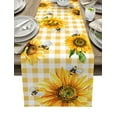 thumbnail image 1 of Table Runner Dresser Scarves 90 Inch Long, Farm Honey Bee with Sunflower Linen Dining Table Runners Watercolor Floral on Yellow Lattice Tabletop Scarf for Wedding Holiday Party Kitchen, 1 of 7
