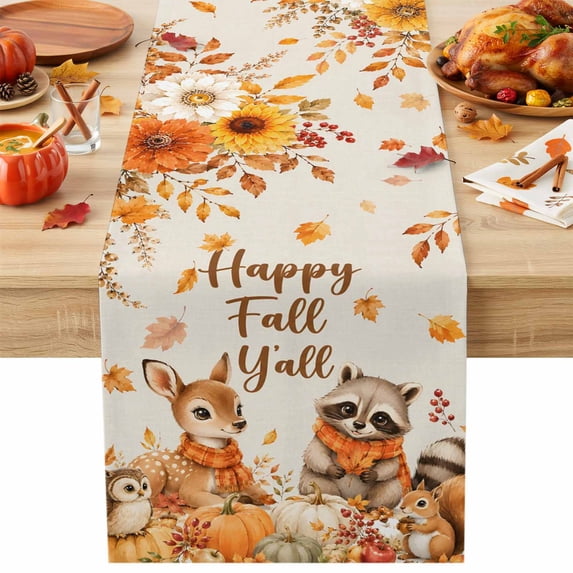 Table Runner Dresser Scarves 90 Inch Long,Farmhouse Deer Raccoon ...