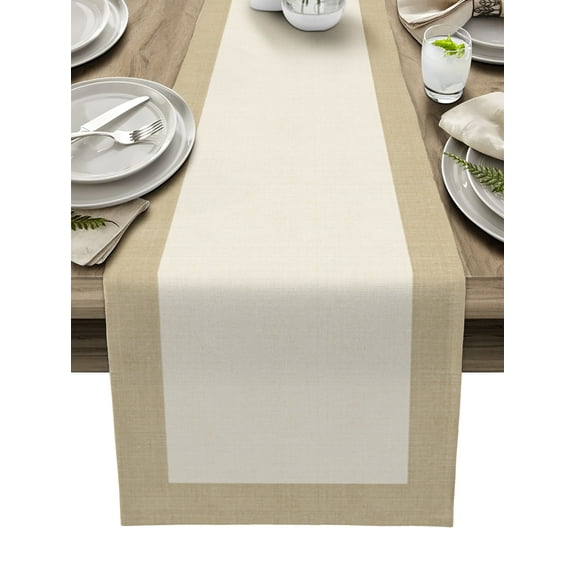 Table Runner Dresser Scarves 90 Inch Long, Farmhouse Rural Retro Burlap Linen Dining Table Runners Vintage Rustic Linen Cotton Flax Tabletop Scarf for Wedding Holiday Party Kitchen