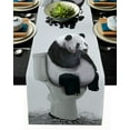 thumbnail image 1 of Table Runner Dresser Scarves 90 Inch Long, Funny Panda Thinking on Closestool Linen Dining Table Runners Gray and White Animal Art Tabletop Scarf for Wedding Holiday Party Kitchen, 1 of 7