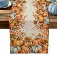 thumbnail image 1 of Table Runner Dresser Scarves 90 Inch Long,Harvest Pumpkin Floral Thanksgiving Linen Dining Table Runners Fall Leaves Retro Linen Tabletop Scarf for Wedding Holiday Party Kitchen, 1 of 9