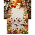 thumbnail image 1 of Table Runner Dresser Scarves 90 Inch Long,Hello Autumn Farm Maple Leaves Linen Dining Table Runners Thanksgiving Fall Leaf on Linen Tabletop Scarf for Wedding Holiday Party Kitchen, 1 of 8