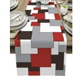 thumbnail image 1 of Table Runner Dresser Scarves 90 Inch Long, Mid-Century Abstract Geometric Linen Dining Table Runners Modern Gray Red Art Tabletop Scarf for Wedding Holiday Party Kitchen, 1 of 7