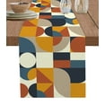 thumbnail image 1 of Table Runner Dresser Scarves 90 Inch Long, Mid Century Nordic Geometric Art Linen Dining Table Runners Splicing Circle and Square Tabletop Scarf for Wedding Holiday Party Kitchen, 1 of 7