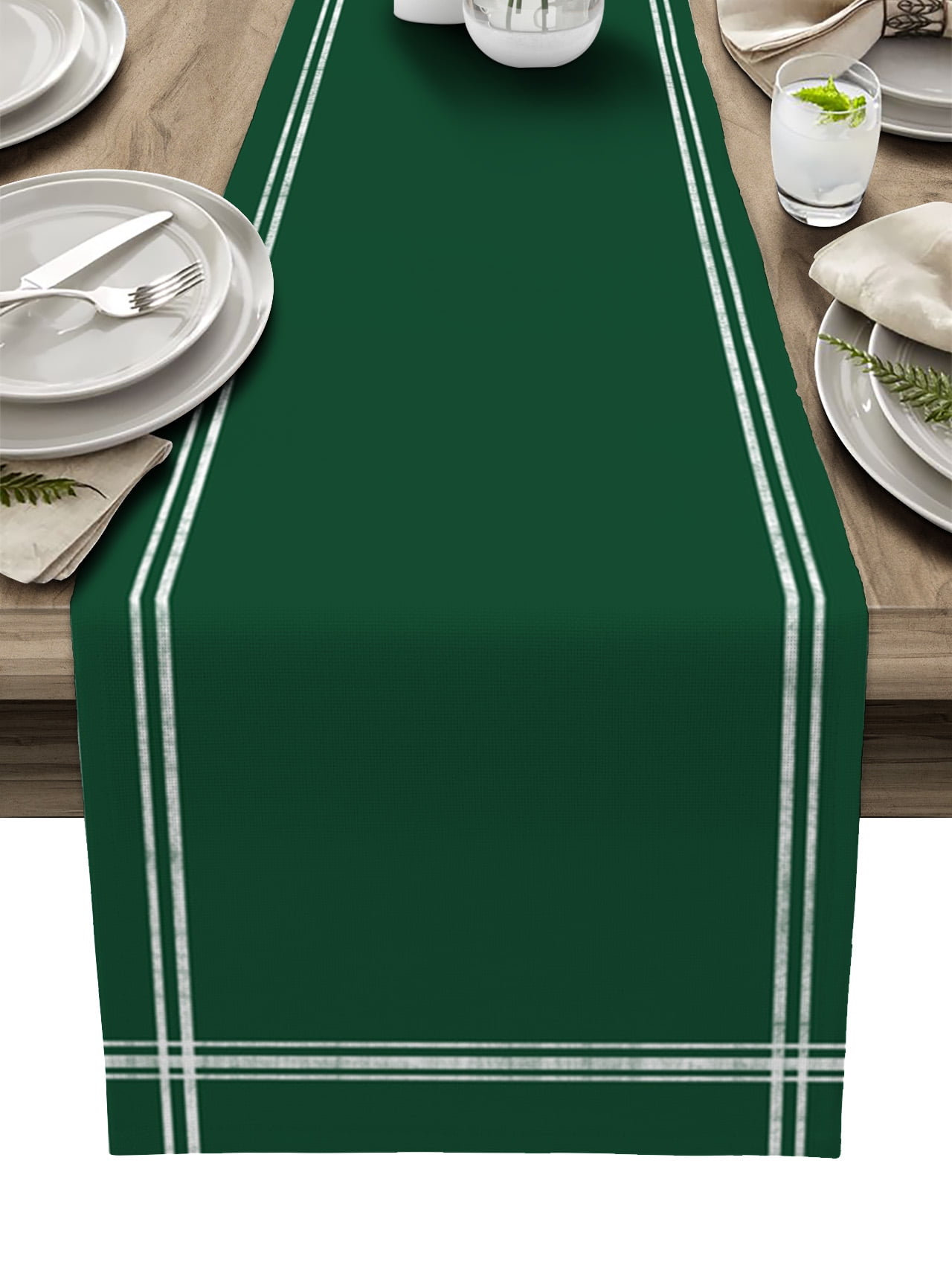 Table Runner Dresser Scarves 90 Inch Long, Modern Minimalism Hunter Green Linen Dining Table Runners St Patricks Olive Green Tabletop Scarf for Wedding Holiday Party Kitchen