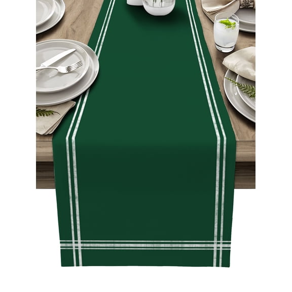 Table Runner Dresser Scarves 90 Inch Long, Modern Minimalism Hunter Green Linen Dining Table Runners St Patricks Olive Green Tabletop Scarf for Wedding Holiday Party Kitchen