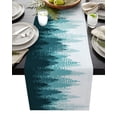 thumbnail image 1 of Table Runner Dresser Scarves 90 Inch Long, Tree Forest Shadow Botanical Plants Linen Dining Table Runners Teal Gradient on White Tabletop Scarf for Wedding Holiday Party Kitchen, 1 of 7