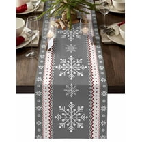Table Runner Dresser Scarves 90 Inch Long,Winter Christmas Snowflake Red Ripple Linen Dining Table Runners