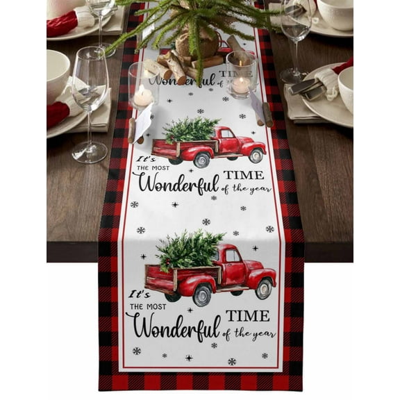 Table Runner Dresser Scarves 90 Inch Long,Winter Christmas Tree Linen Dining Table Runners