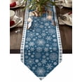 thumbnail image 1 of Table Runner Dresser Scarves Christmas Abstract Snowflake Texture Cotton Linen Burlap Table Cover Snow Flower on Blue White Table Runners for Family Kitchen Dining Holiday Party Banquet Decor, 1 of 1