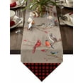 thumbnail image 1 of Table Runner Dresser Scarves Christmas Cardinal Bird on Linen Cotton Linen Burlap Table Cover Black and Red Checker Grid Table Runners for Family Kitchen Dining Holiday Party Banquet Decor, 1 of 5