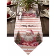thumbnail image 1 of Table Runner Dresser Scarves Christmas Cute Santa Xmas Tree Cotton Linen Burlap Table Cover Winter Snowflake on Stripe Table Runners for Family Kitchen Dining Holiday Party Banquet Decor, 1 of 5