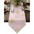 thumbnail image 1 of Table Runner Dresser Scarves Christmas Gold White Snowflake Cotton Linen Burlap Table Cover Winter Theme on Pink Table Runners for Family Kitchen Dining Holiday Party Banquet Decor, 1 of 5