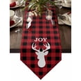 thumbnail image 1 of Table Runner Dresser Scarves Christmas Joy Reindeer Shadow Cotton Linen Burlap Table Cover Black Red Grid Buffalo Plaid Table Runners for Family Kitchen Dining Holiday Party Banquet Decor, 1 of 5
