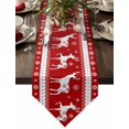 thumbnail image 1 of Table Runner Dresser Scarves Christmas Santa Elks and Snowflakes Cotton Linen Burlap Table Cover on Red and White Table Runners for Family Kitchen Dining Holiday Party Banquet Decor, 1 of 5