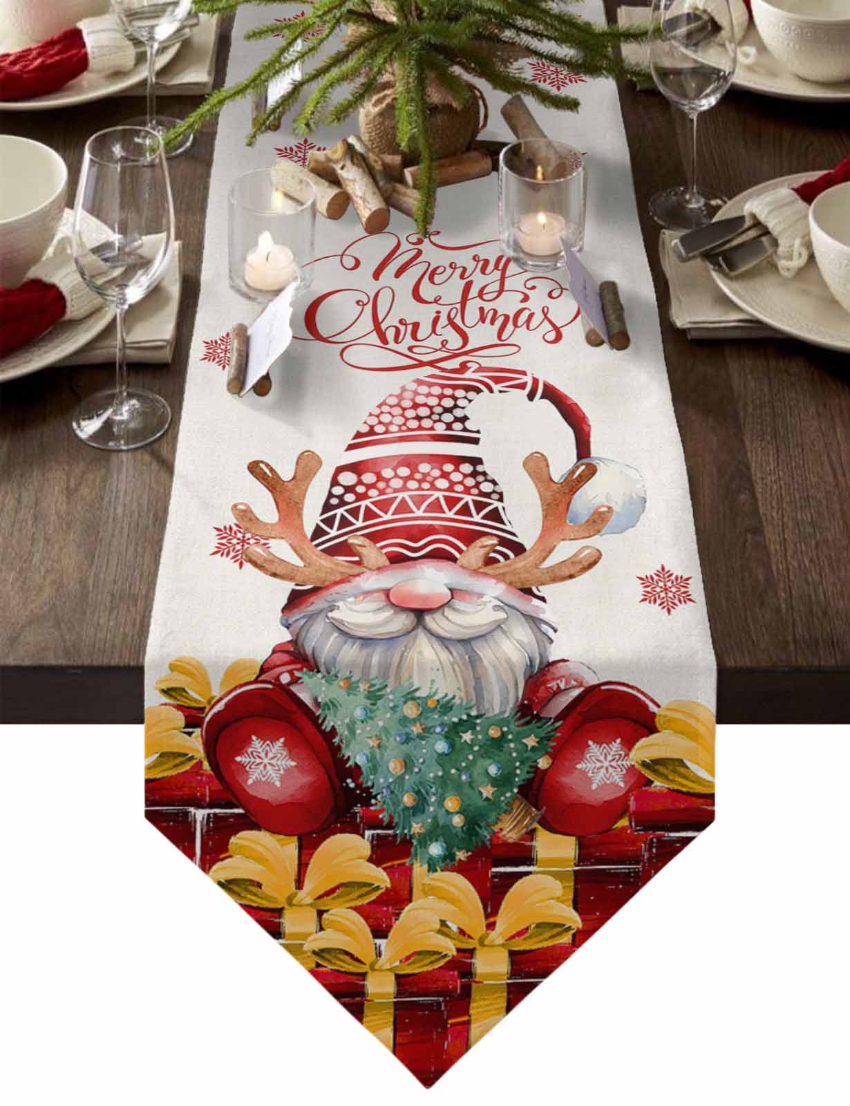 Table Runner Dresser Scarves Christmas Santa Gnome with Gifts Cotton Linen  Burlap Table Cover Red Winter Snowflake on Linen Table Runners for Family  Kitchen Dining Holiday Party Banquet Decor - Walmart.com