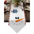 thumbnail image 1 of Table Runner Dresser Scarves Christmas Snowman Carrot Eyes Cotton Linen Burlap Table Cover Red and Green Stripe on White Table Runners for Family Kitchen Dining Holiday Party Banquet Decor, 1 of 5