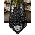 thumbnail image 1 of Table Runner Dresser Scarves Christmas Snowman RV Truck Xmas Tree Cotton Linen Burlap Table Cover Winter Leaves Sketch on Black Table Runners for Family Kitchen Dining Holiday Party Banquet Decor, 1 of 5